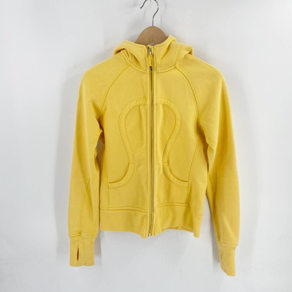 lululemon athletica Tops - Lululemon Burning Yellow Scuba Sweatshirt Hoodie Size 8
